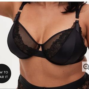 Black Satin & Lace Strappy Underwire Bralette